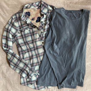 Cabi & Stateside LOT XS Tops Shirt Button Down Plaid Floral, Distressed Pima